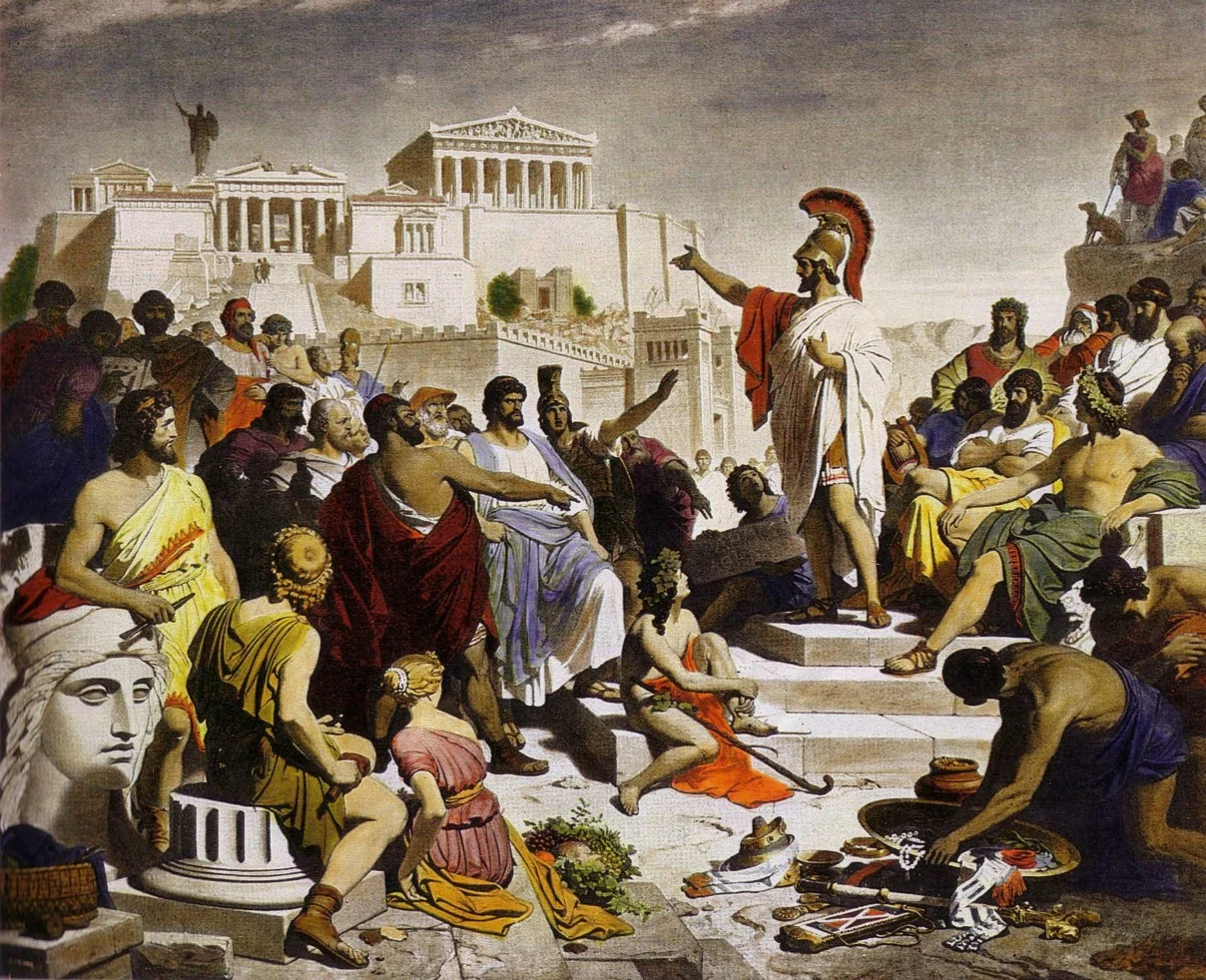 Pericles Gives the Funeral Speech (Perikles hält die Leichenrede), by painter Philipp von Foltz (1852)